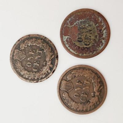 3 - 1889 INDIAN HEAD PENNIES