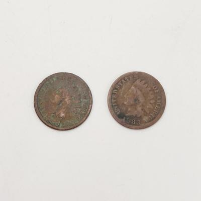 2 - 1883 INDIAN HEAD PENNIES