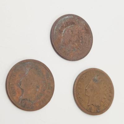3 - 1896 INDIAN HEAD PENNIES