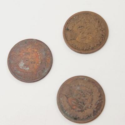 3 - 1896 INDIAN HEAD PENNIES