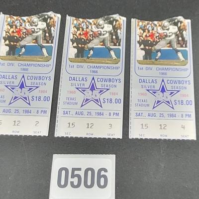 1984 Dallas Cowboy Ticket Stub Lot