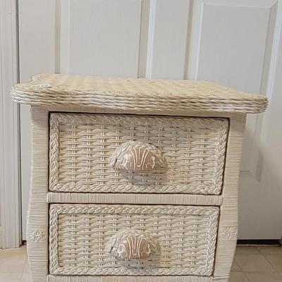 White Wicker Night Stand
