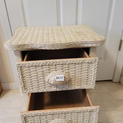 White Wicker Night Stand
