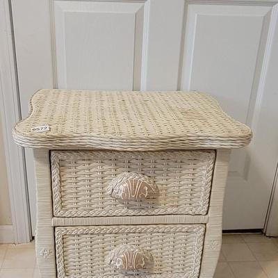 White Wicker Night Stand