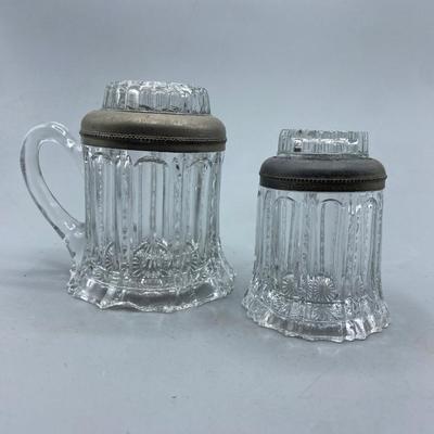 Vintage Antique Clear Pressed Glass Screw Top Salt Pepper Sugar Shakers