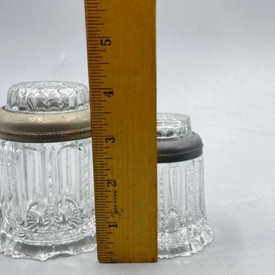 Vintage Antique Clear Pressed Glass Screw Top Salt Pepper Sugar Shakers