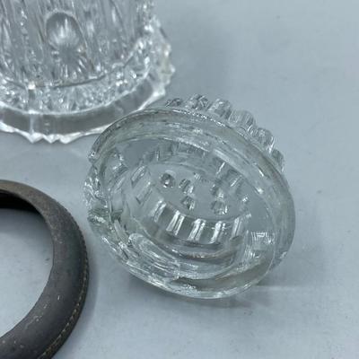 Vintage Antique Clear Pressed Glass Screw Top Salt Pepper Sugar Shakers