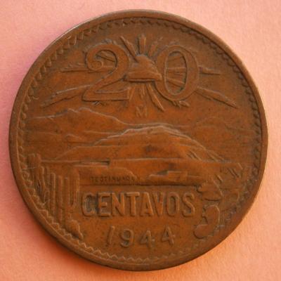MEXICO 1944 20 Centavos Coin