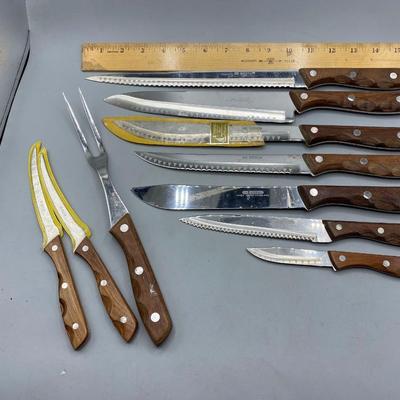 Viking 440-A Super Stainless Steel Kitchen Knife Cutlery Set Wood Handle