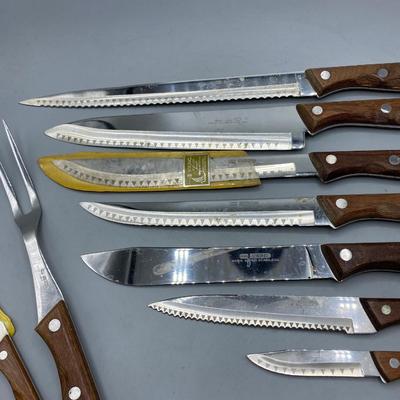 Viking 440-A Super Stainless Steel Kitchen Knife Cutlery Set Wood Handle