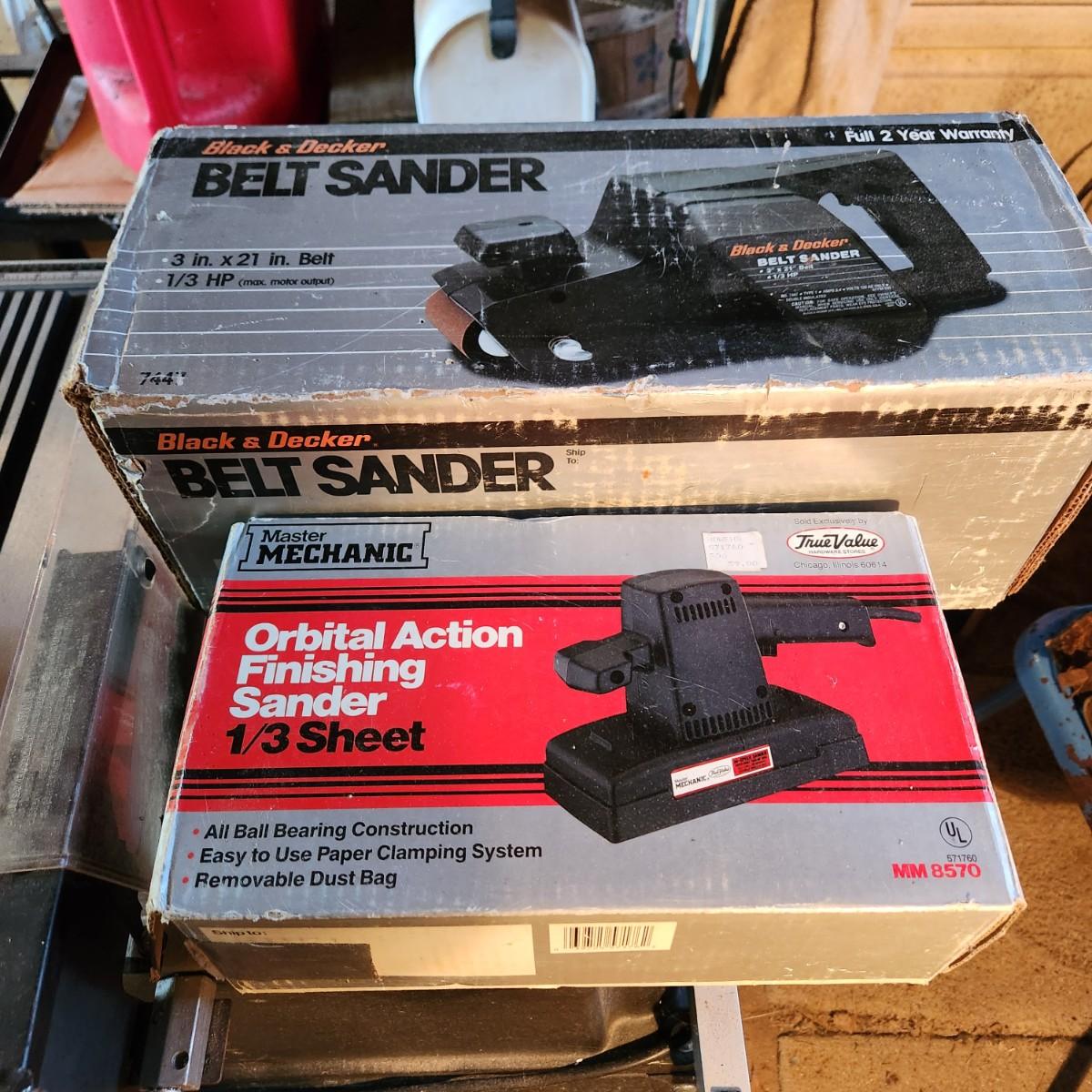 Lot of 2 Sanders Black & Decker Belt Sander & True Value Orbital Sander