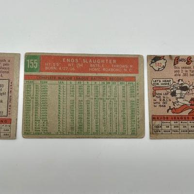 3 1959/59 Enos Slaughter and Carl Furillo Baseball Cards