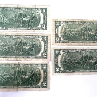 Five 1976 $2 Notes