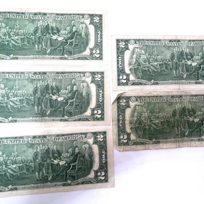 Five 1976 $2 Notes