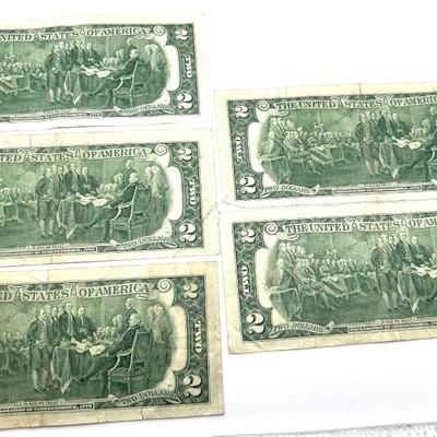 Five 1976 $2 Notes