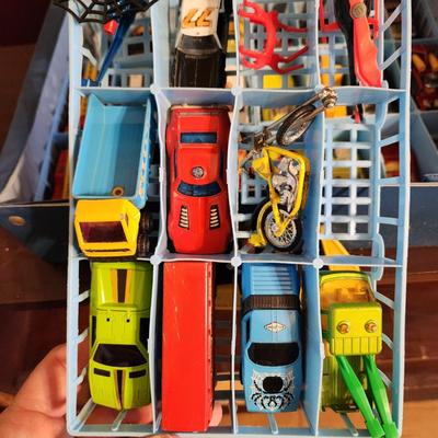 Matchbox Carry Case filled with cars, trucks etc.