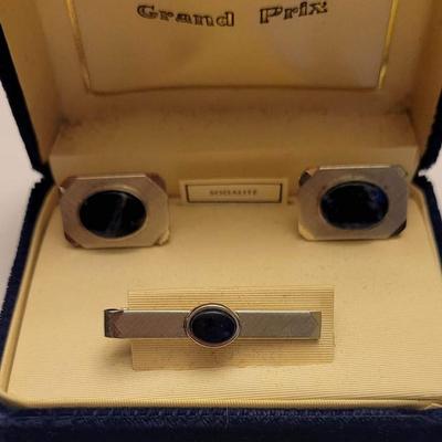 Sodalite Cufflink and Tie Set