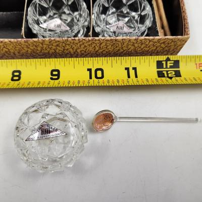 VINTAGE SET OF BOHEMIA GLASS CELLAR SET W/ SPOONS - MADE IN CZECH
