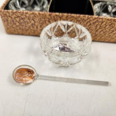 VINTAGE SET OF BOHEMIA GLASS CELLAR SET W/ SPOONS - MADE IN CZECH