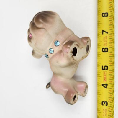 VINTAGE 1960S CERAMIC BULL DOG W/ RHINESTONE ADDITIONS