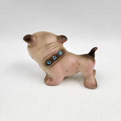 VINTAGE 1960S CERAMIC BULL DOG W/ RHINESTONE ADDITIONS