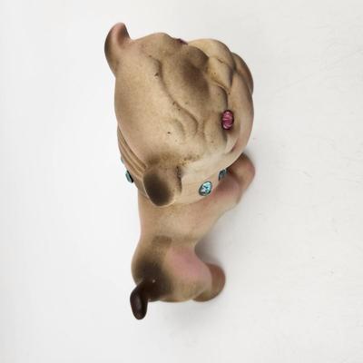 VINTAGE 1960S CERAMIC BULL DOG W/ RHINESTONE ADDITIONS
