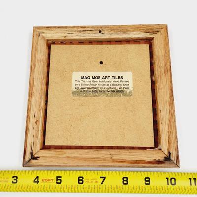 VINTAGE MAG MOR HANDPAINTED ART TILE WOOD FRAME