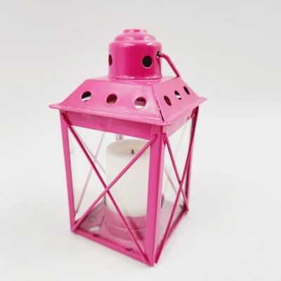 METAL PINK CANDLE LANTERN