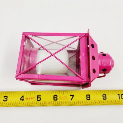 METAL PINK CANDLE LANTERN