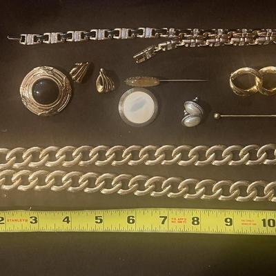 Jewelry - Lot Two:  Gold Costume Necklaces, Pins, and Earrings