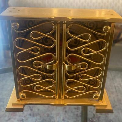 Swiss Gubelin Carraige / Desk Clock with Ornate Gold Doors