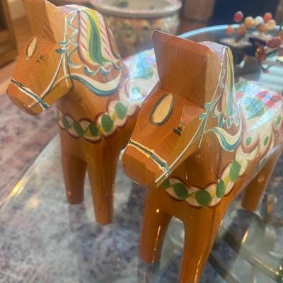 Vintage Swedish Wood Dala Horses