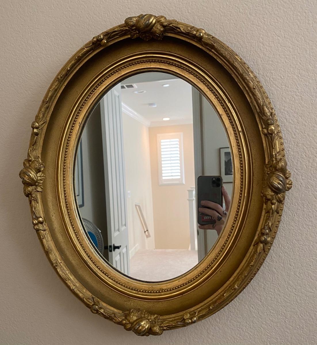 Oval Antique Gold Framed Mirror