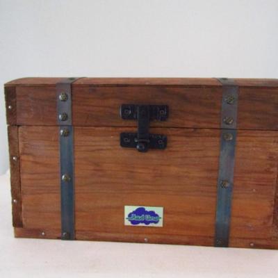 Wooden Storage Box with Metal Strapping and Latch (UA)