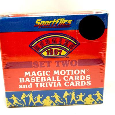 Sealed Box of Magic Motion Baseball Cards and a Souvenir Bat