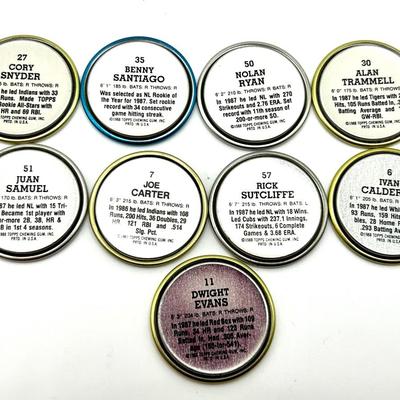 9 1987 Baseball Round Tin Cards