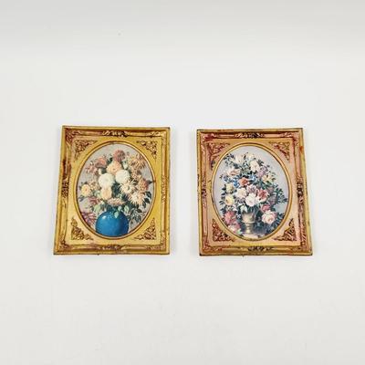VINTAGE FLOWER ART WORK DUO