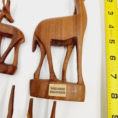 MID-CENTURY TEAK WOOD HAND CARVED IN KENYA ANTELOPE FAMILY