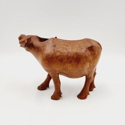 BEAUTIFUL MID-CENTURY HAND CARVED TEAK STEER