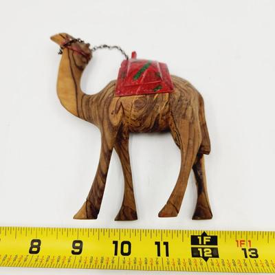 MID-CENTURY HOLY LAND OLIVE WOOD HAND CARVED CAMEL