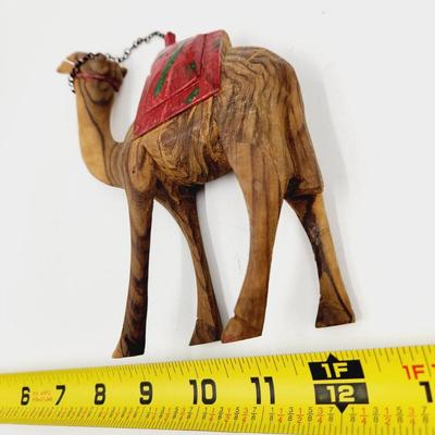 MID-CENTURY HOLY LAND OLIVE WOOD HAND CARVED CAMEL
