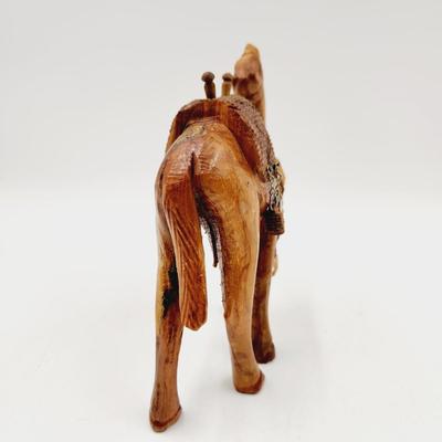 MID-CENTURY HOLY LAND HAND CARVED OLIVE TREE CAMEL