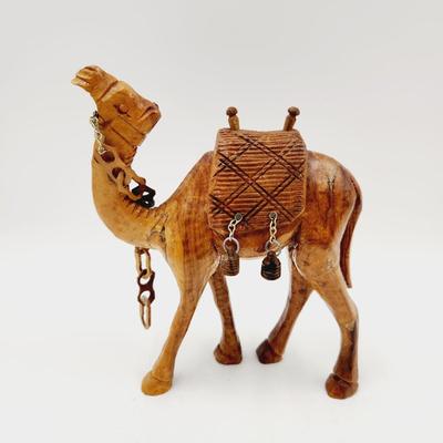 MID-CENTURY HOLY LAND HAND CARVED OLIVE TREE CAMEL