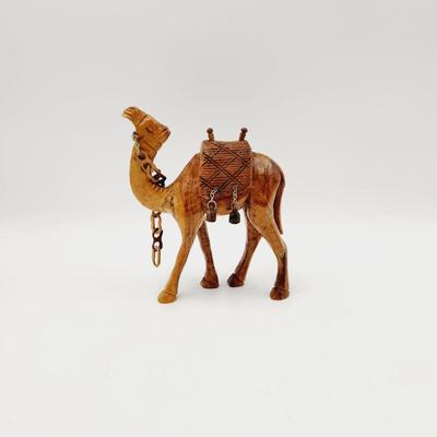 MID-CENTURY HOLY LAND HAND CARVED OLIVE TREE CAMEL