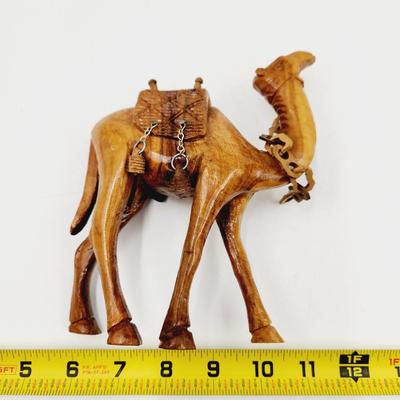 MID-CENTURY HOLY LAND HAND CARVED OLIVE TREE CAMEL