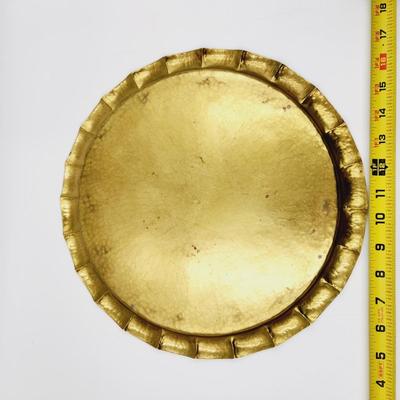 VINTAGE HAMMERED BRASS RUFFLED TRAY