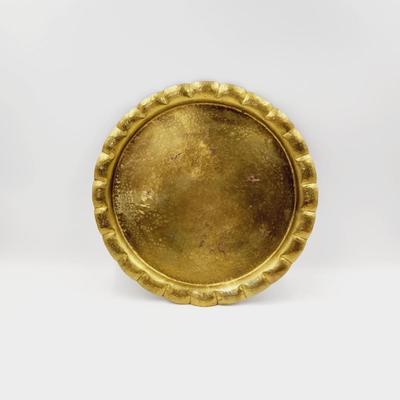 VINTAGE HAMMERED BRASS RUFFLED TRAY