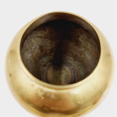 VINTAGE SQUATTY SOLID BRASS VASE