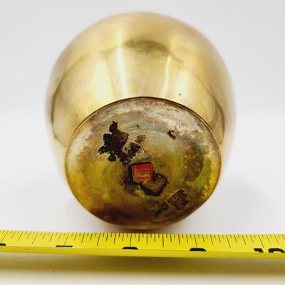 VINTAGE SQUATTY SOLID BRASS VASE