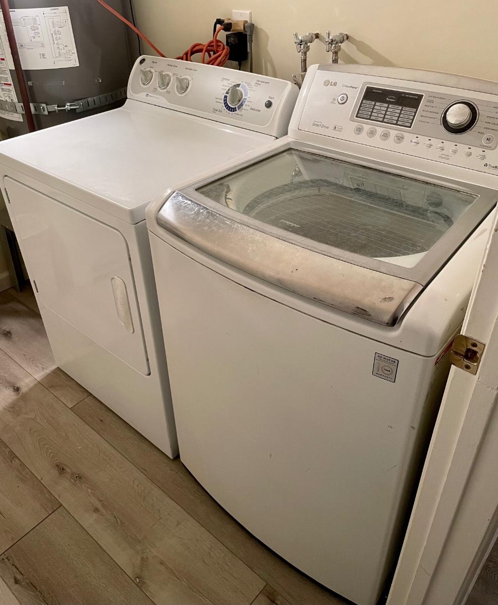 LG Wave Force Top Loading Washer & GE Sensor Dry Gas Dryer